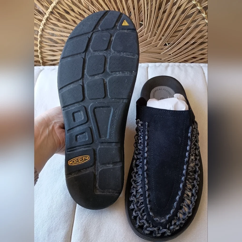 Keen Black Slip-On Shoes with Braided Accents_11.5